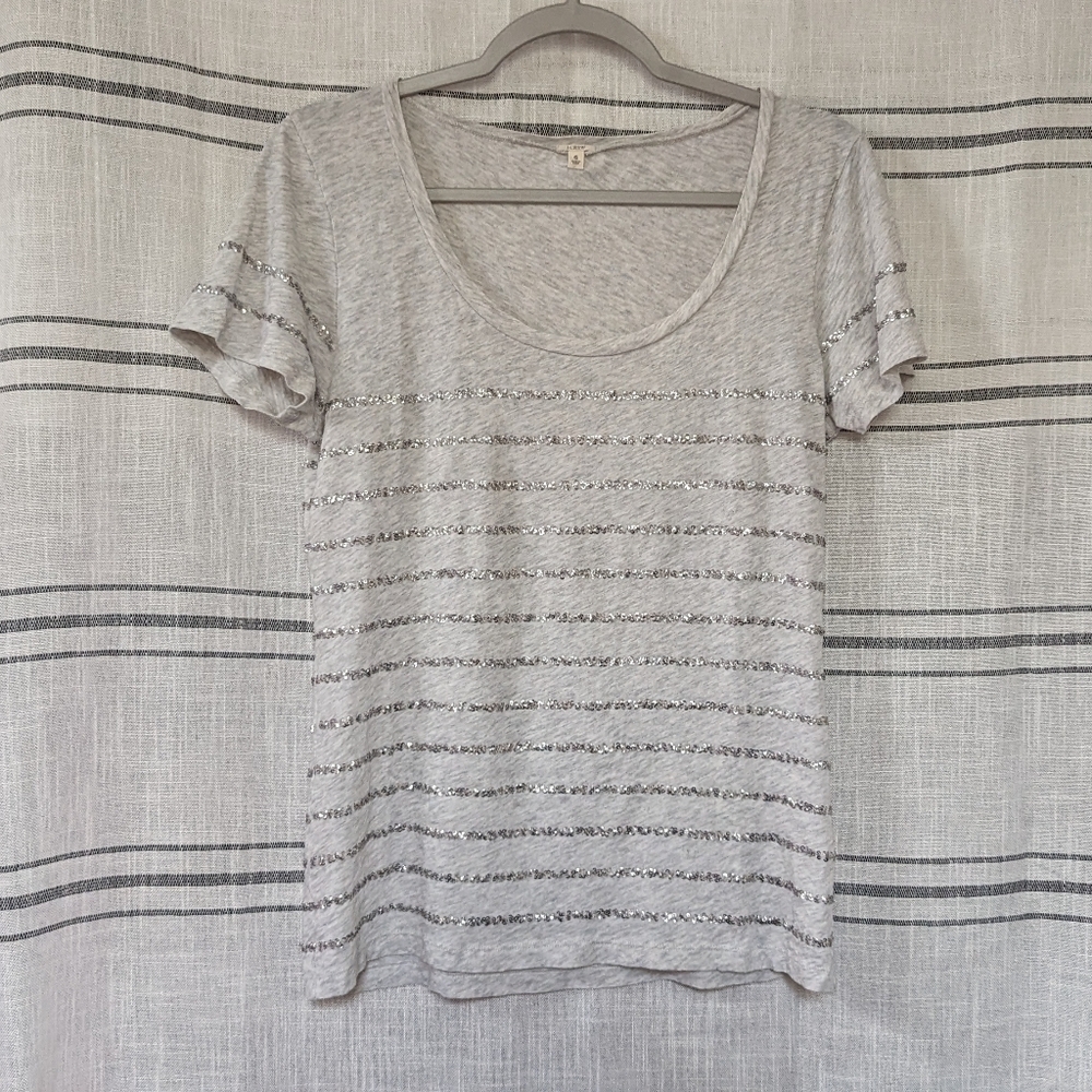 J. Crew Sequin‎ Striped Scoop Neck Tee